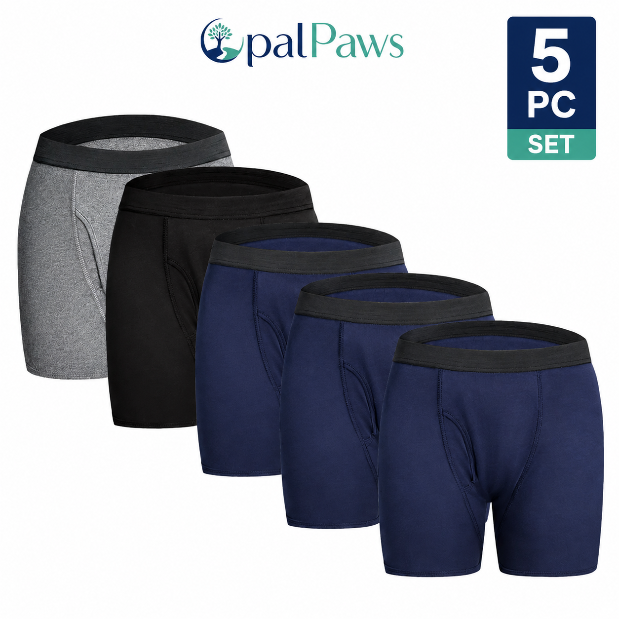 🌍 Opalpaws Men’s Washable Incontinence Boxer Briefs