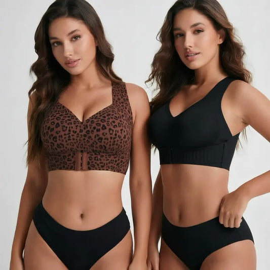 Front-Closure Cross-Back Wireless Support Bra