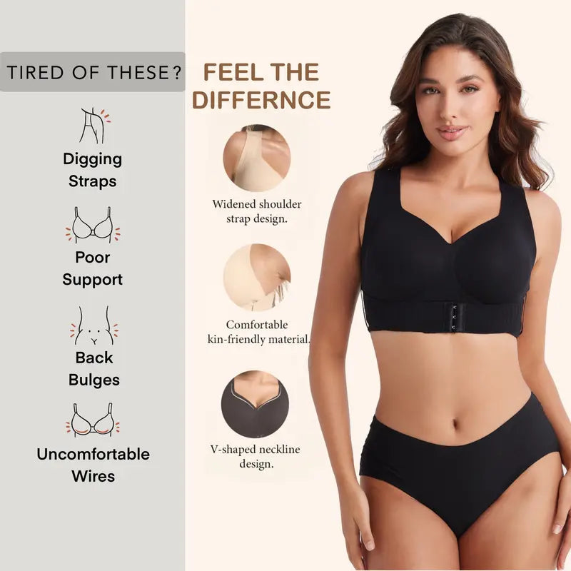 Front-Closure Cross-Back Wireless Support Bra