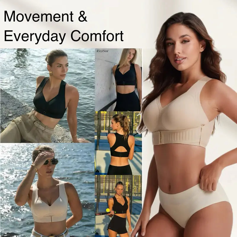 Front-Closure Cross-Back Wireless Support Bra