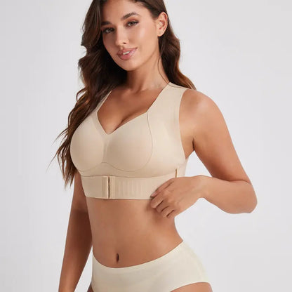 Front-Closure Cross-Back Wireless Support Bra